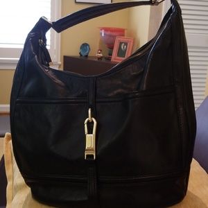 Calvin Klein black leather satchel.